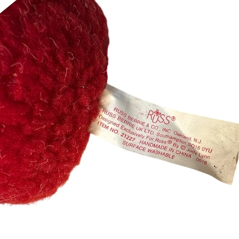 Russ Berrie Handmade Santa Ornament Red Felt Sack Tree Snowflake Star‎